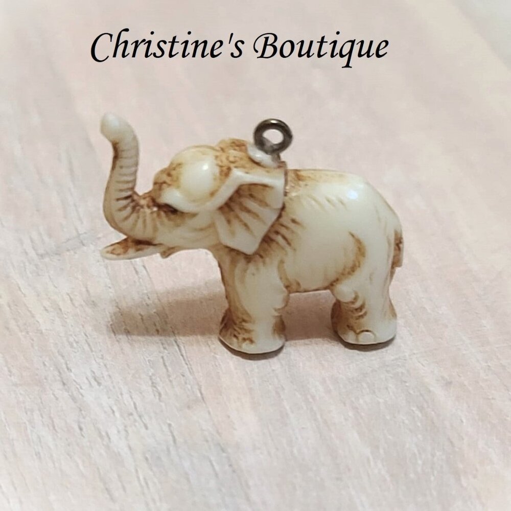 Carved elephant charm, vintage charm